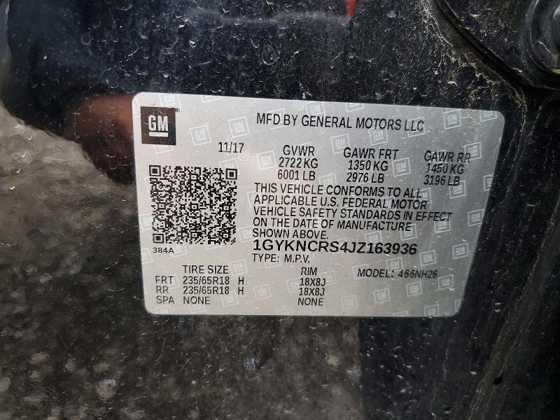2018 Cadillac Xt5 მანქანა იყიდება აუქციონზე, vin: 1GYKNCRS4JZ163936, აუქციონის ნომერი: 48073656
