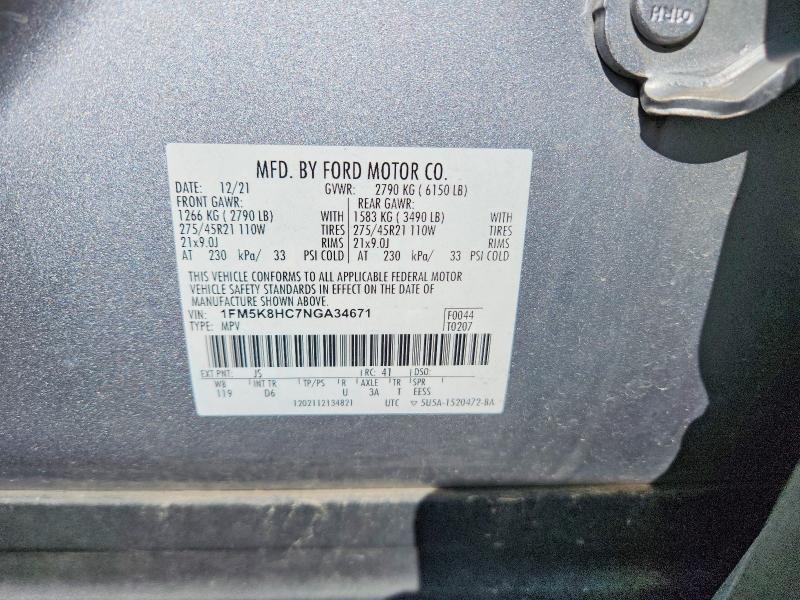 Продажа на аукционе авто 2022 Ford Explorer, vin: 1FM5K8HC7NGA34671, номер лота: 51639386