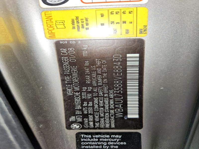 Продаж на аукціоні авто 2008 Bmw 128, vin: WBAUL73588VE88430, номер лоту: 51421696