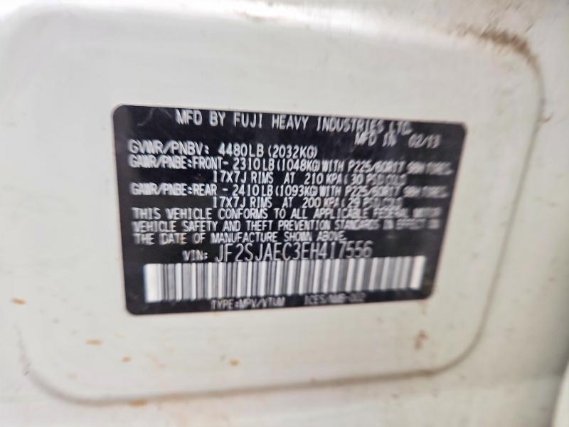50917096 :رقم المزاد ، JF2SJAEC3EH417556 vin ، 2014 Subaru Forester مزاد بيع