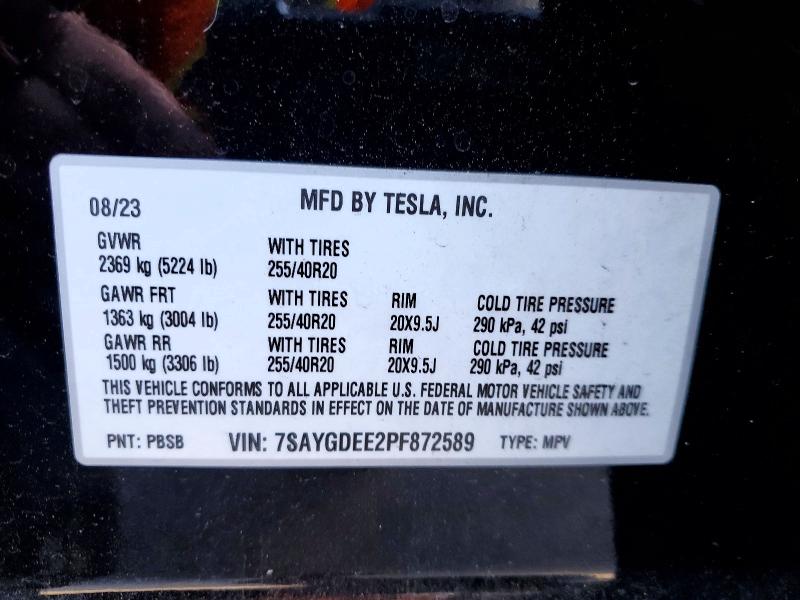 Aukcja sprzedaży 2023 Tesla Model Y, vin: 7SAYGDEE2PF872589, numer aukcji: 51025876