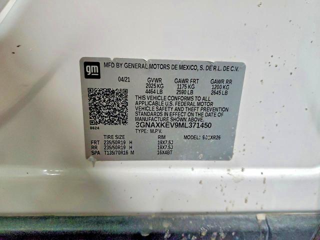 51358196 :رقم المزاد ، 3GNAXKEV9ML371450 vin ، 2021 Chevrolet Equinox مزاد بيع