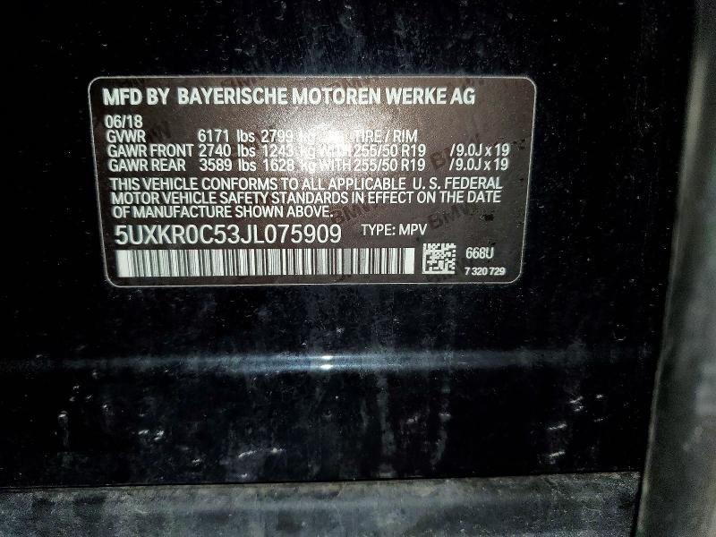 Aukcja sprzedaży 2018 Bmw X5, vin: 5UXKR0C53JL075909, numer aukcji: 60047876