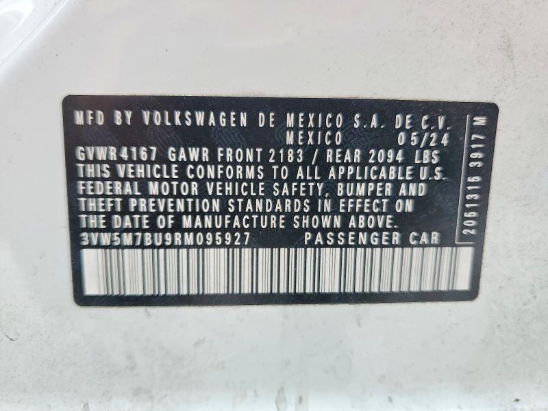 2024 Volkswagen Jetta მანქანა იყიდება აუქციონზე, vin: 3VW5M7BU9RM095927, აუქციონის ნომერი: 51342206