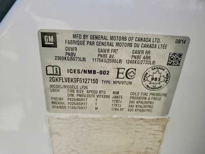 51356186 :رقم المزاد ، 2GKFLVEK9F6127150 vin ، 2015 Gmc Terrain مزاد بيع