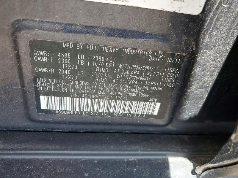 Продажа на аукционе авто 2012 Subaru Outback, vin: 4S4BRBCC2C3213644, номер лота: 50933376