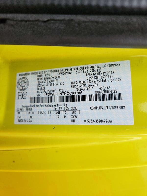 Продаж на аукціоні авто 2022 Ford Econoline, vin: 1FDWE3FN7NDC03785, номер лоту: 50369596