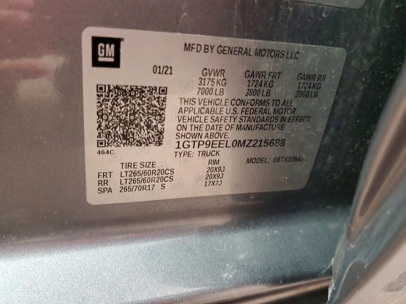 Aukcja sprzedaży 2021 Gmc Sierra, vin: 1GTP9EEL0MZ215688, numer aukcji: 48447686