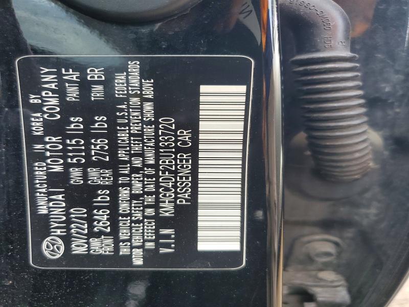 2011 Hyundai Genesis მანქანა იყიდება აუქციონზე, vin: KMHGC4DF2BU133720, აუქციონის ნომერი: 49466216