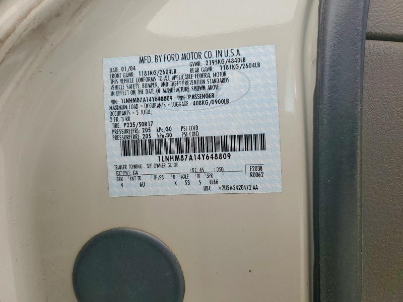 48781916 :رقم المزاد ، 1LNHM87A14Y648809 vin ، 2004 Lincoln Townhouse Ls مزاد بيع