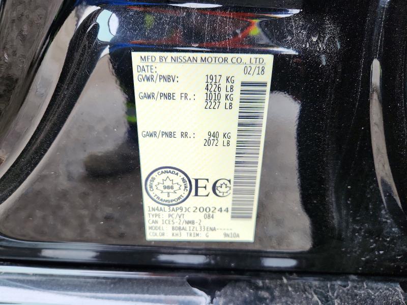 49082216 :رقم المزاد ، 1N4AL3AP9JC200244 vin ، 2018 Nissan Altima مزاد بيع