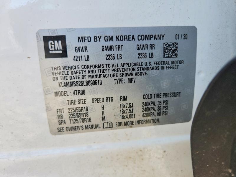 2020 Buick Encore Gx მანქანა იყიდება აუქციონზე, vin: KL4MMBS25LB099613, აუქციონის ნომერი: 50436256