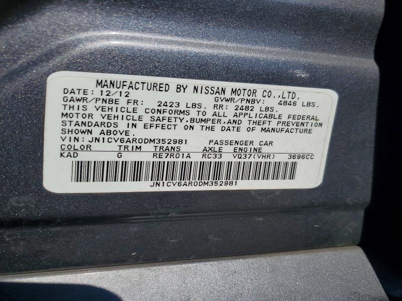 Продажа на аукционе авто 2013 Infiniti G37 Sedan, vin: JN1CV6AR0DM352981, номер лота: 49161026