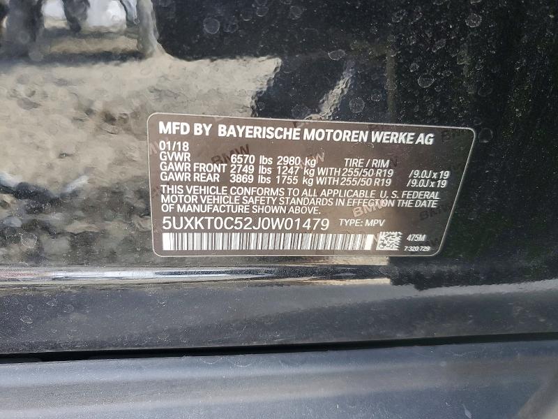 51291686 :رقم المزاد ، 5UXKT0C52J0W01479 vin ، 2018 Bmw X5 مزاد بيع