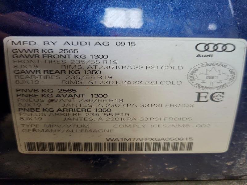 2016 Audi Q5 მანქანა იყიდება აუქციონზე, vin: WA1M7AFPXGA050815, აუქციონის ნომერი: 48594456