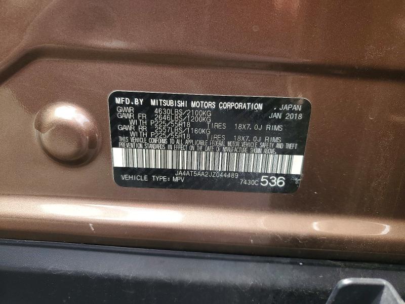 Продаж на аукціоні авто 2018 Mitsubishi Eclipse Cross, vin: JA4AT5AA2JZ044489, номер лоту: 48142876