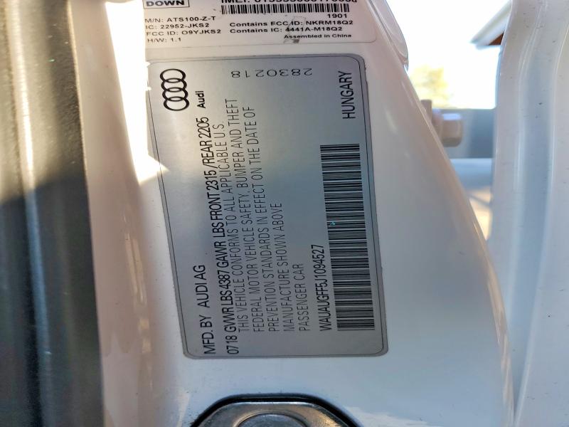 49804686 :رقم المزاد ، WAUAUGFF5J1094527 vin ، 2018 Audi A3 مزاد بيع