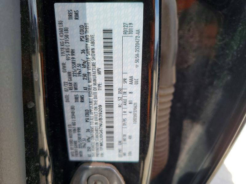Aukcja sprzedaży 2022 Ford Escape, vin: 1FMCU0G67NUB39209, numer aukcji: 50748716