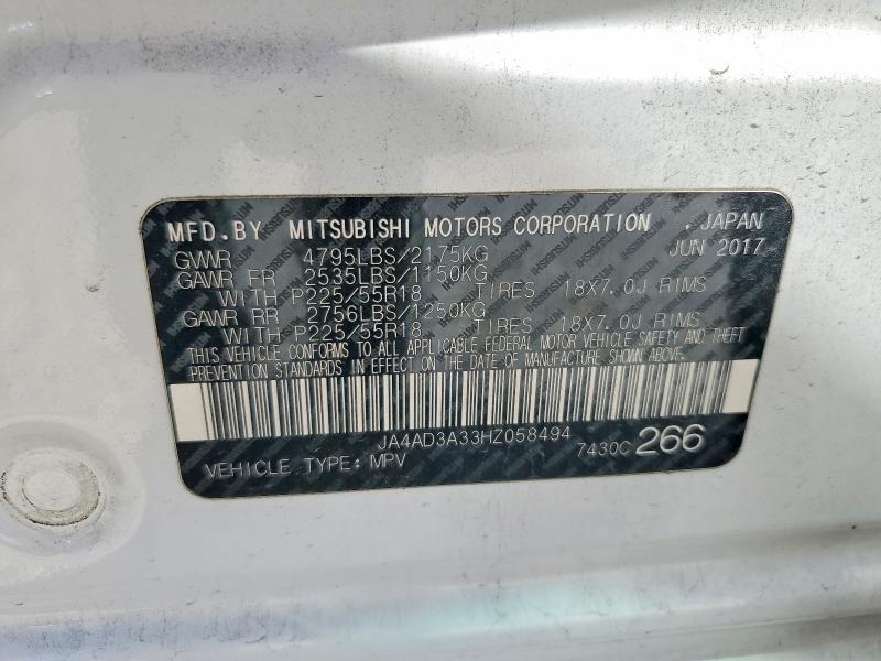 Aukcja sprzedaży 2017 Mitsubishi Outlander, vin: JA4AD3A33HZ058494, numer aukcji: 48451906