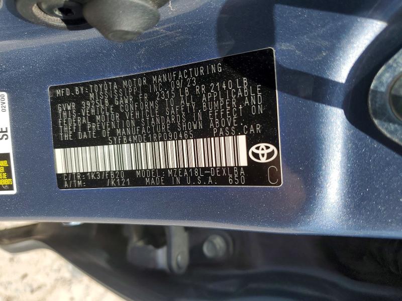 Продаж на аукціоні авто 2024 Toyota Corolla, vin: 5YFB4MDE1RP090465, номер лоту: 48509856