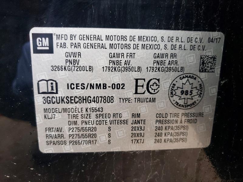 48449896 :رقم المزاد ، 3GCUKSEC8HG407808 vin ، 2017 Chevrolet Silverado مزاد بيع