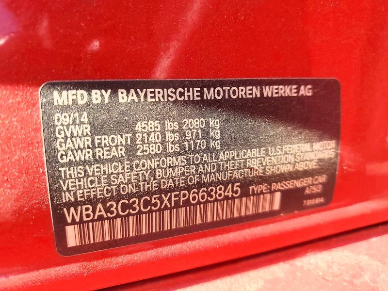 50250146 :رقم المزاد ، WBA3C3C5XFP663845 vin ، 2015 Bmw 320i مزاد بيع