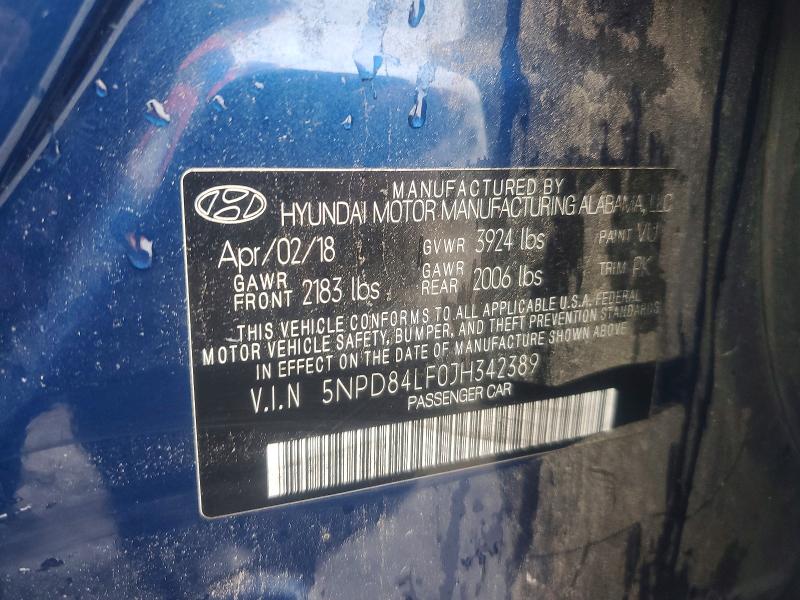 Продаж на аукціоні авто 2018 Hyundai Elantra, vin: 5NPD84LF0JH342389, номер лоту: 50632546