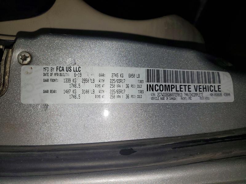 2019 Dodge Grand Caravan მანქანა იყიდება აუქციონზე, vin: 2C7WDGBG8KR727013, აუქციონის ნომერი: 51129466