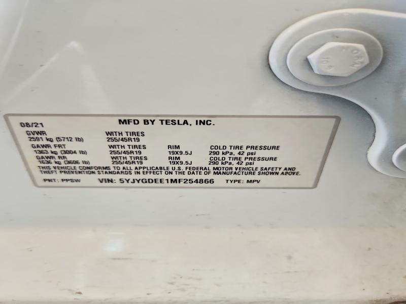 Продаж на аукціоні авто 2021 Tesla Model Y, vin: 5YJYGDEE1MF254866, номер лоту: 50135296