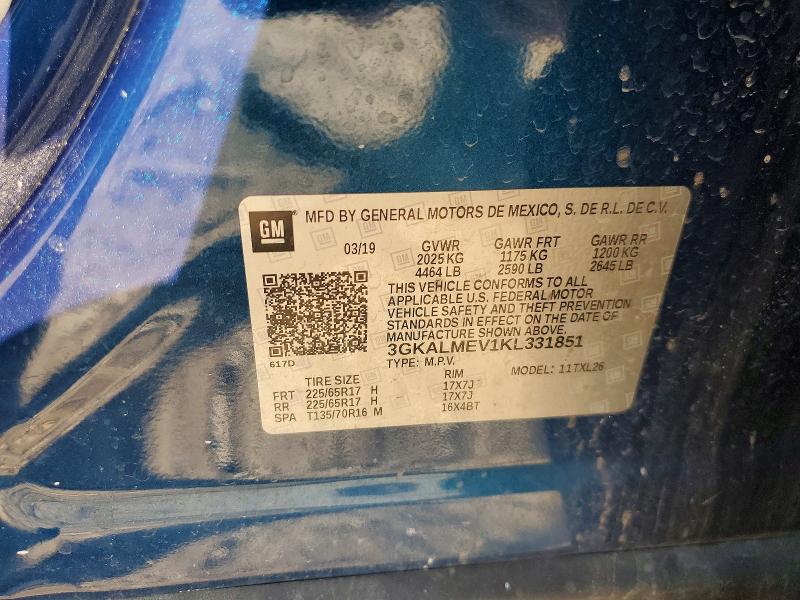 50747556 :رقم المزاد ، 3GKALMEV1KL331851 vin ، 2019 Gmc Terrain مزاد بيع