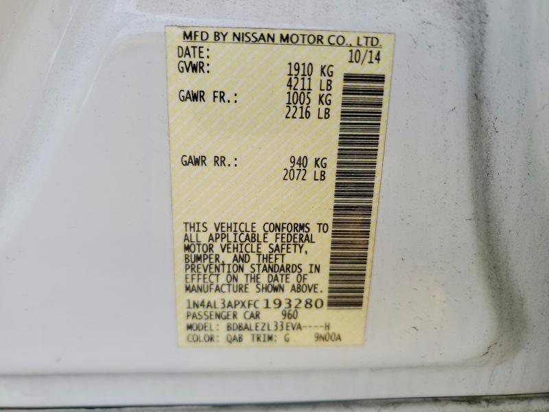 Продаж на аукціоні авто 2015 Nissan Altima, vin: 1N4AL3APXFC193280, номер лоту: 49834776