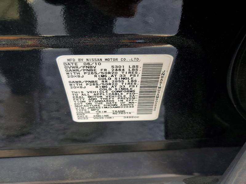 Aukcja sprzedaży 2010 Infiniti Fx35, vin: JN8AS1MU3AM802848, numer aukcji: 48601096