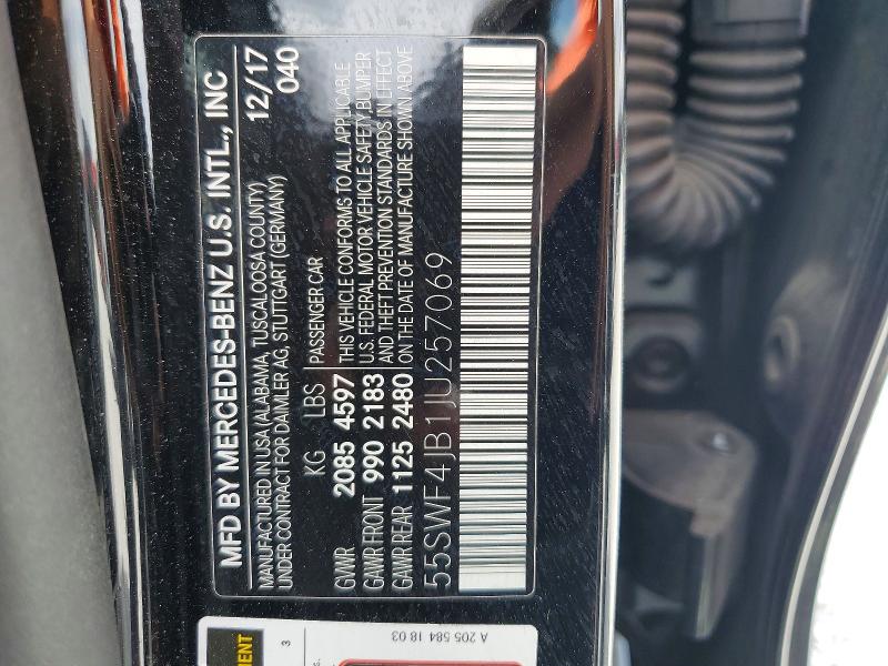 Продажа на аукционе авто 2018 Mercedes-benz C, vin: 55SWF4JB1JU257069, номер лота: 50783676