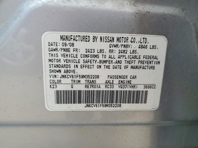 Aukcja sprzedaży 2009 Infiniti G37 Sedan, vin: JNKCV61F59M352208, numer aukcji: 48244476