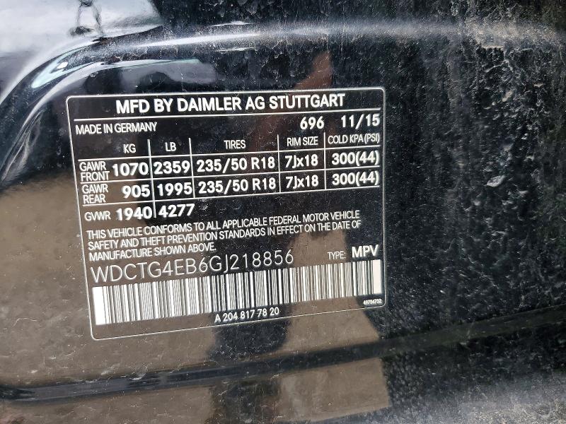Продажа на аукционе авто 2016 Mercedes-benz Gla, vin: WDCTG4EB6GJ218856, номер лота: 51490086