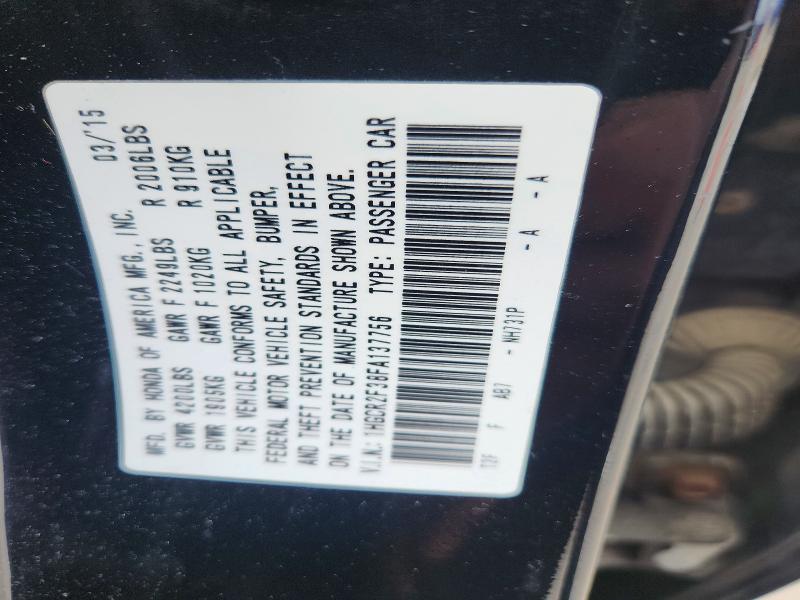 2015 Honda Accord მანქანა იყიდება აუქციონზე, vin: 1HGCR2F38FA137756, აუქციონის ნომერი: 49663546