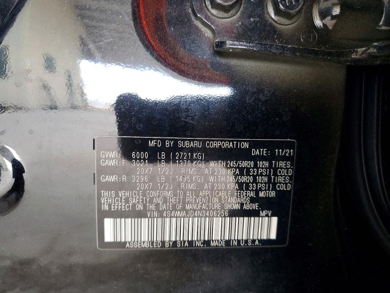 Aukcja sprzedaży 2022 Subaru Ascent, vin: 4S4WMAJD4N3406256, numer aukcji: 48913226