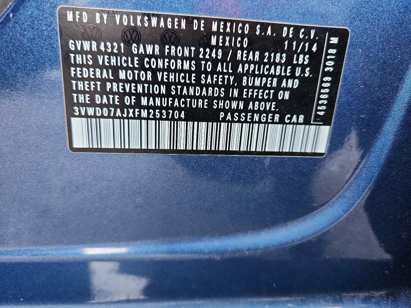 Продаж на аукціоні авто 2015 Volkswagen Jetta, vin: 3VWD07AJXFM253704, номер лоту: 50669686