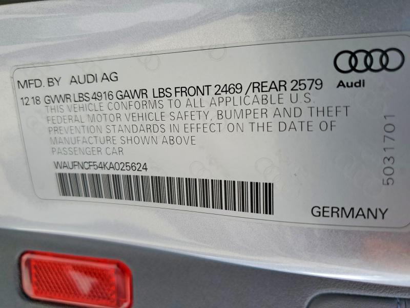 51490536 :رقم المزاد ، WAUFNCF54KA025624 vin ، 2019 Audi A5 مزاد بيع