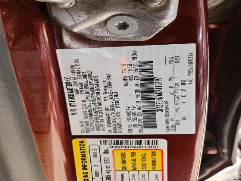 50619966 :رقم المزاد ، 3FA6P0H76GR113197 vin ، 2016 Ford Fusion مزاد بيع