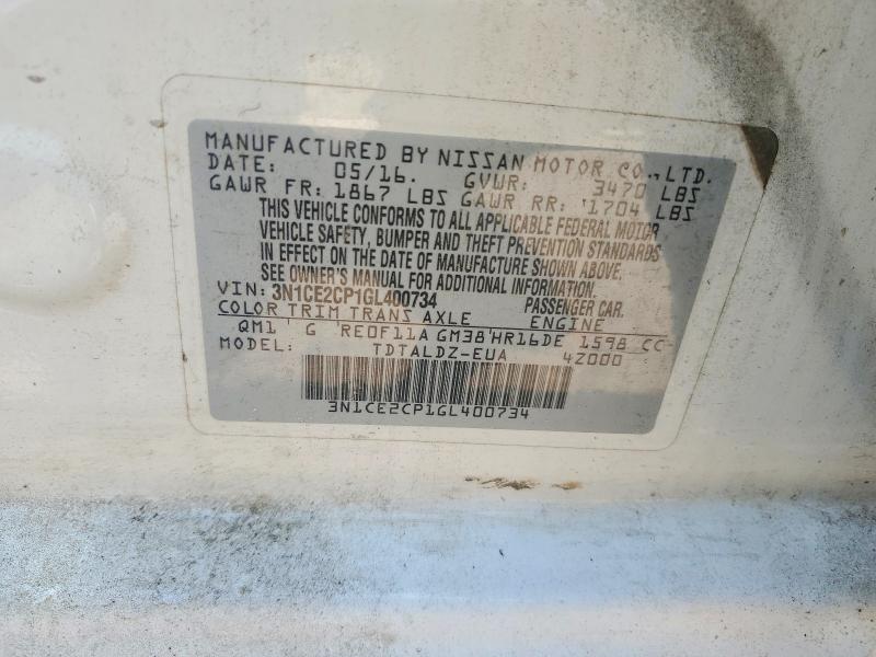 Aukcja sprzedaży 2016 Nissan Versa Note, vin: 3N1CE2CP1GL400734, numer aukcji: 50896916