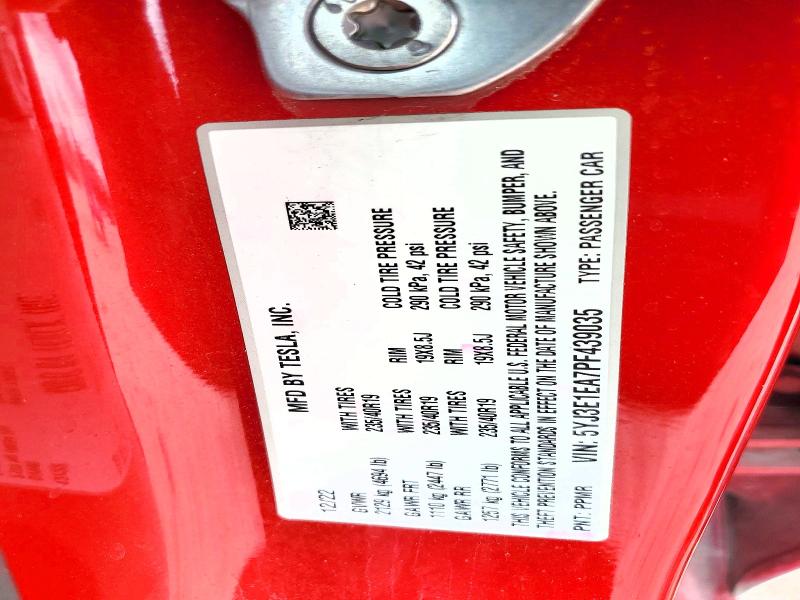 Продажа на аукционе авто 2023 Tesla Model 3, vin: 5YJ3E1EA7PF439035, номер лота: 49260296