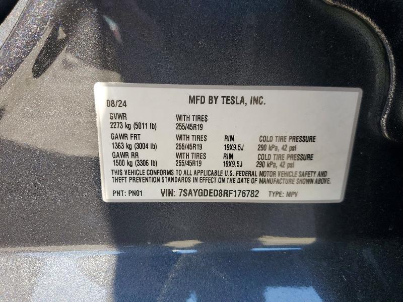 Продажа на аукционе авто 2024 Tesla Model Y, vin: 7SAYGDED8RF176782, номер лота: 48269126