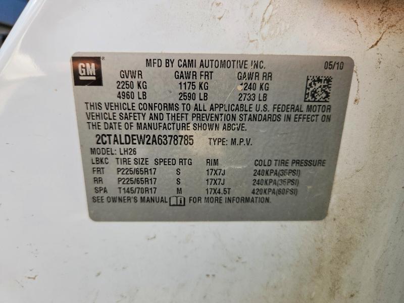 Aukcja sprzedaży 2010 Gmc Terrain, vin: 2CTALDEW2A6378785, numer aukcji: 50803236