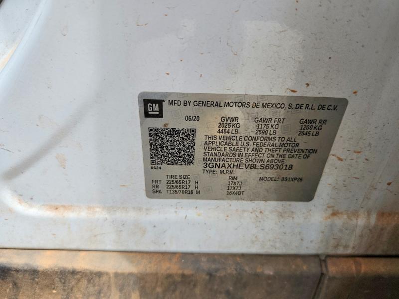 Aukcja sprzedaży 2020 Chevrolet Equinox, vin: 3GNAXHEV8LS693018, numer aukcji: 49509166