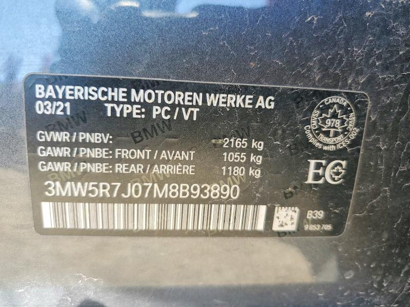 Продажа на аукционе авто 2021 Bmw 330xi, vin: 3MW5R7J07M8B93890, номер лота: 50812106