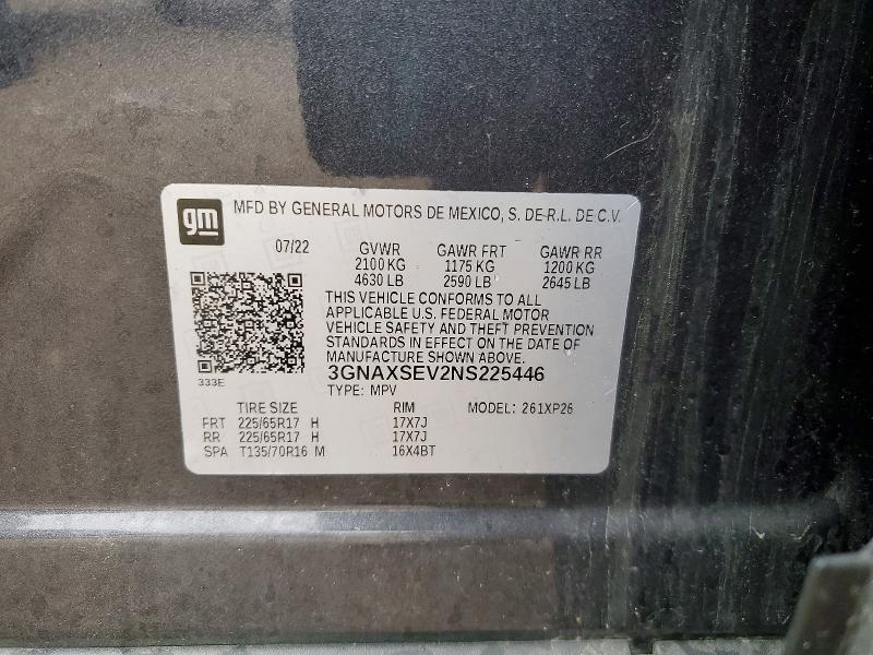 Продажа на аукционе авто 2022 Chevrolet Equinox, vin: 3GNAXSEV2NS225446, номер лота: 48308906