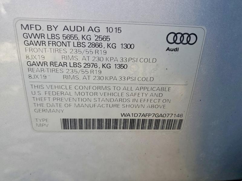 Aukcja sprzedaży 2016 Audi Q5, vin: WA1D7AFP7GA077146, numer aukcji: 48822796
