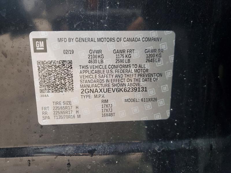 Продажа на аукционе авто 2019 Chevrolet Equinox, vin: 2GNAXUEV6K6239131, номер лота: 48613006