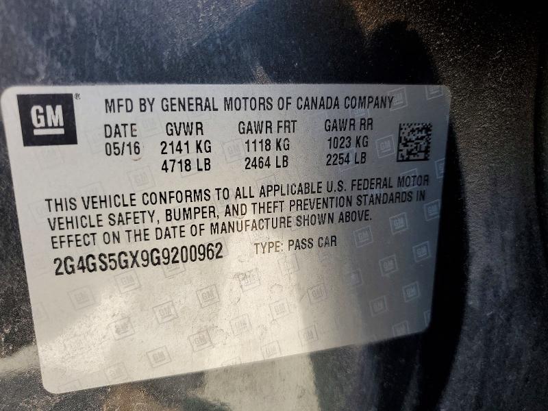 2016 Buick Regal მანქანა იყიდება აუქციონზე, vin: 2G4GS5GX9G9200962, აუქციონის ნომერი: 48617416